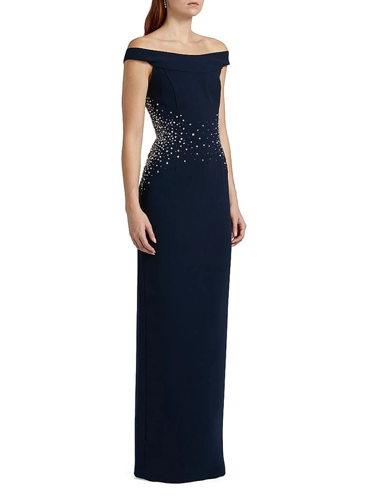 Naeem Khan Sequined Stretch Crepe Off-The-Shoulder Gown 3