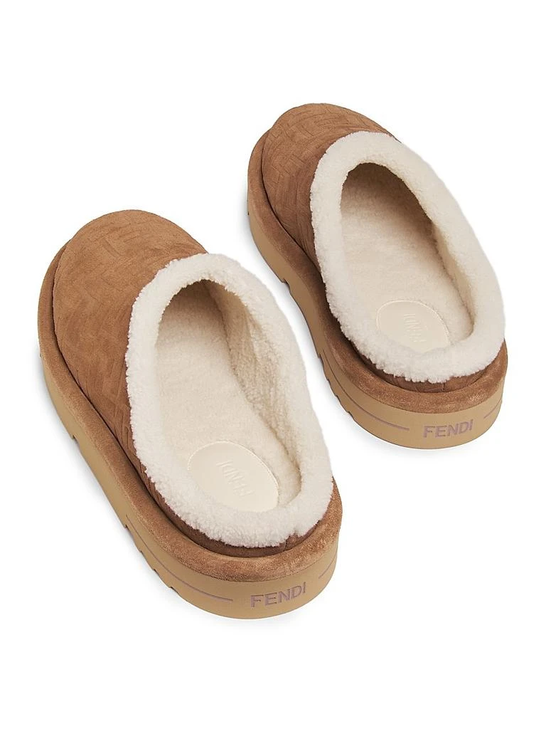 Fendi Suede Shearling-Lined Sabot Mules 3