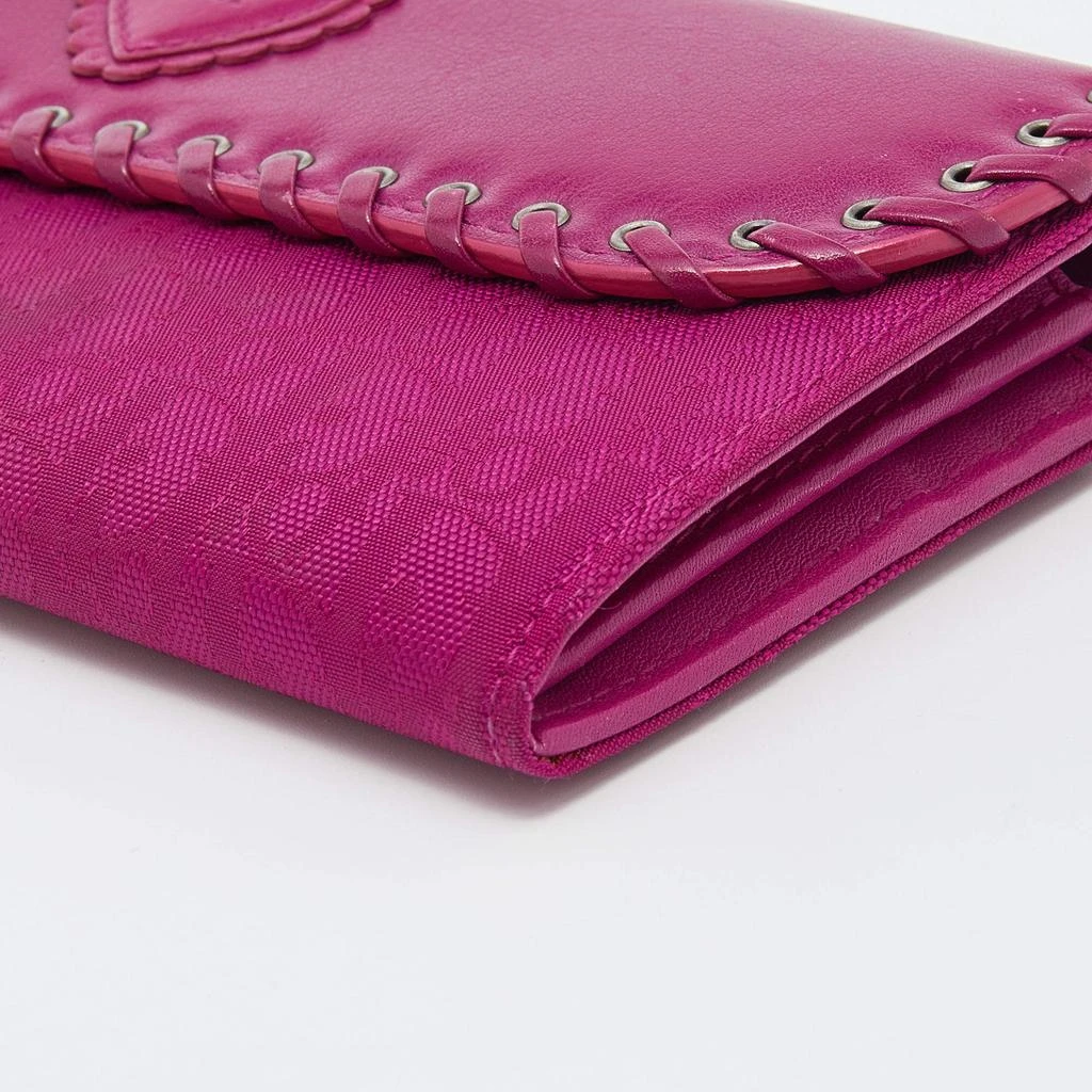 Dior Dior Pink Oblique Canvas and Leather Trim Flap Continental Wallet 9