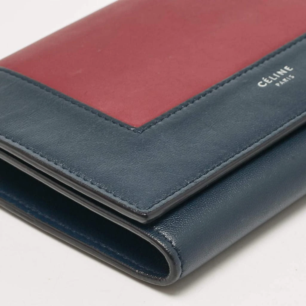 Celine Celine Navy Blue/Burgundy Leather Frame Trifold Wallet 17