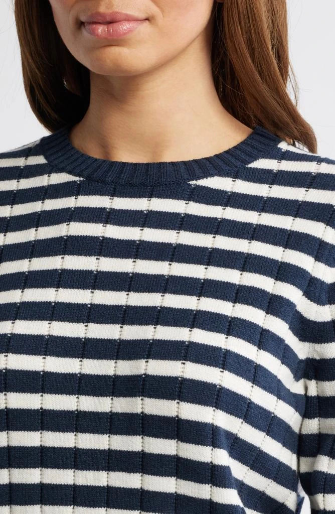 Caslon Stripe Crewneck Rib Sweater 4