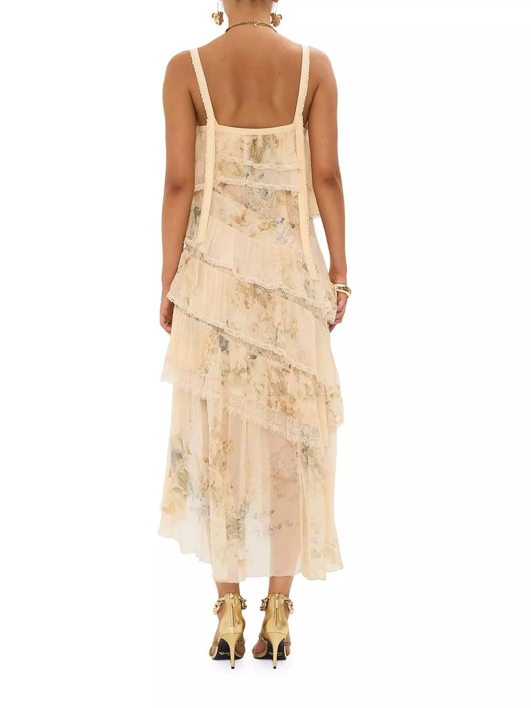 Camilla Floral Lace Silk Tiered Maxi Dress 6