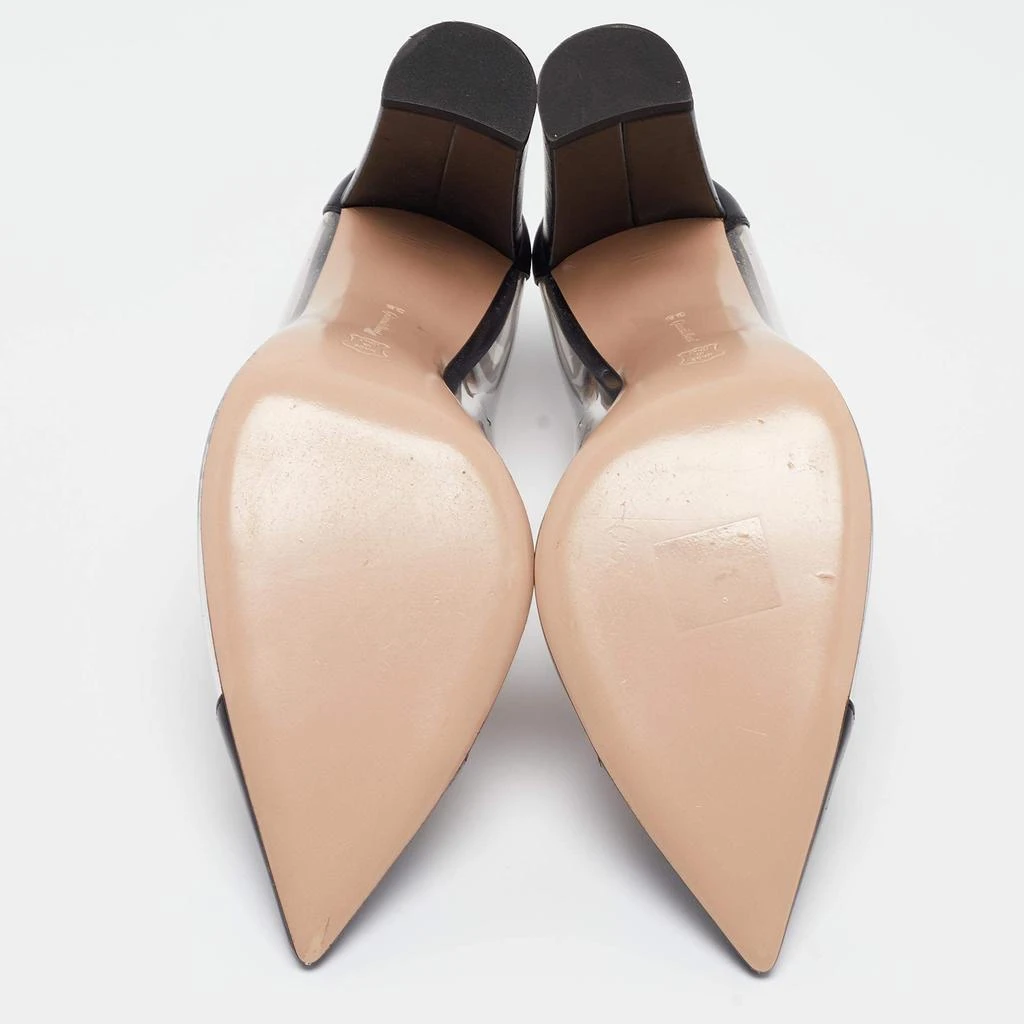 Gianvito Rossi Gianvito Rossi Black Leather and PVC Plexi Block Heel Pumps Size 39 6