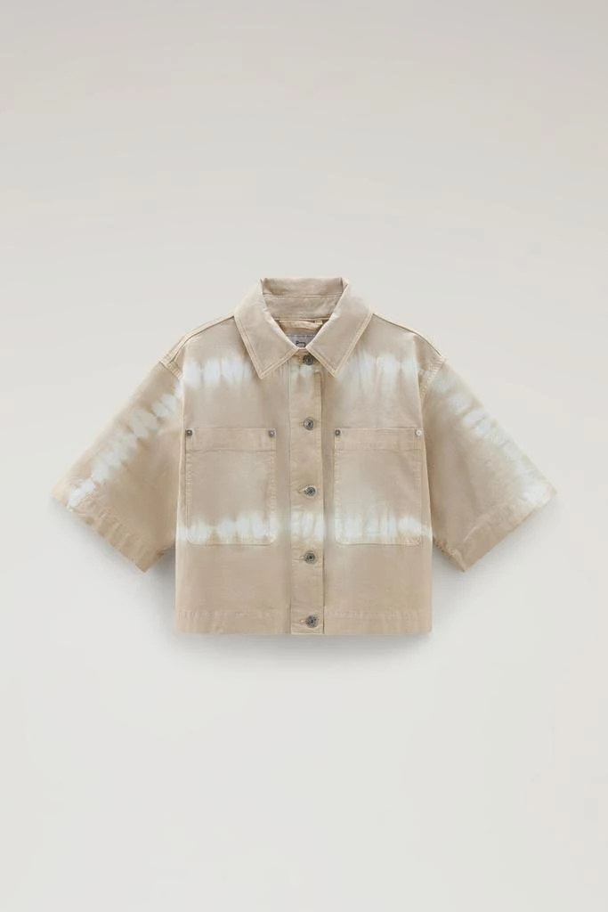 WOOLRICH Garment-Dyed Overshirt in Stretch Cotton Twill - Women - Beige 5