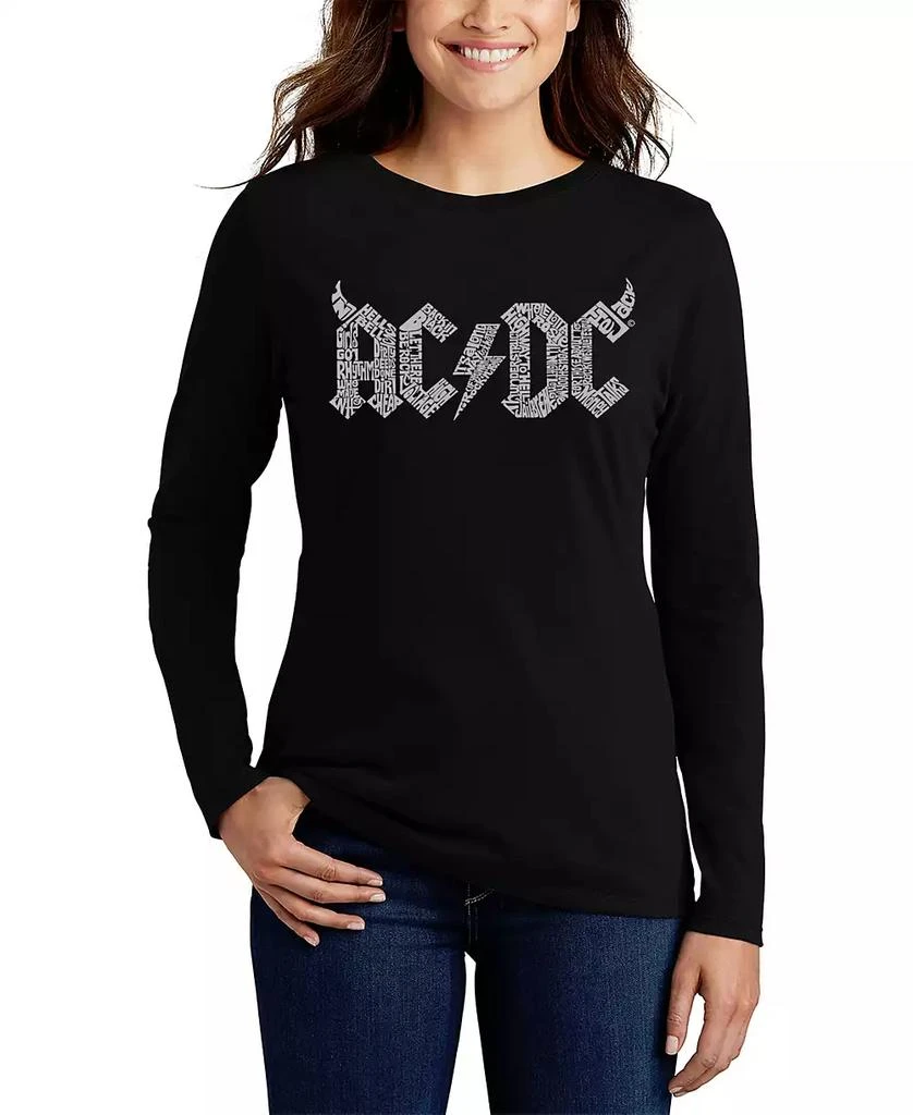 LA Pop Art Women's Long Sleeve Word Art ACDC T-shirt 1