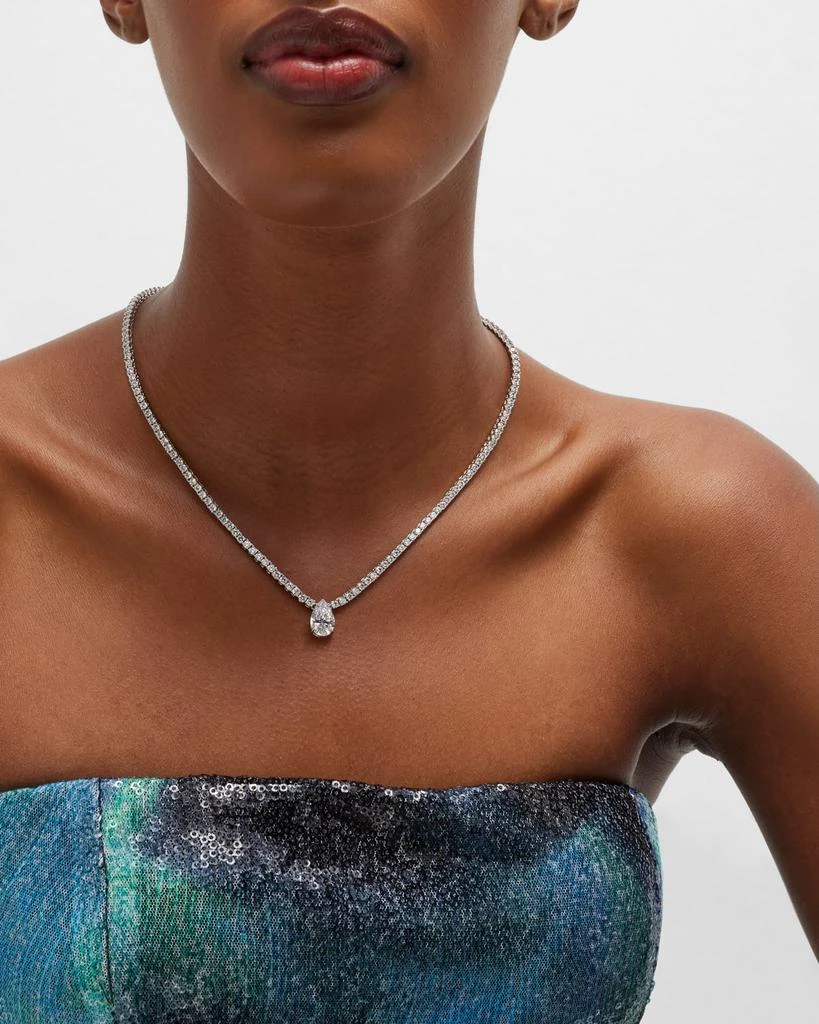 Golconda by Kenneth Jay Lane Sterling Silver Cubic Zirconia Pear Center Tennis Necklace 2