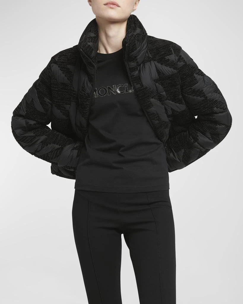 Moncler Evandra Embroidered Houndstooth Puffer Jacket 8