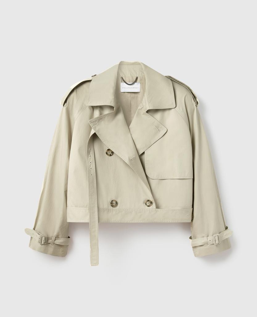 Stella McCartney Stella McCartney - Cropped Belt Detail Trench Jacket, Woman, Sand, Size: 36