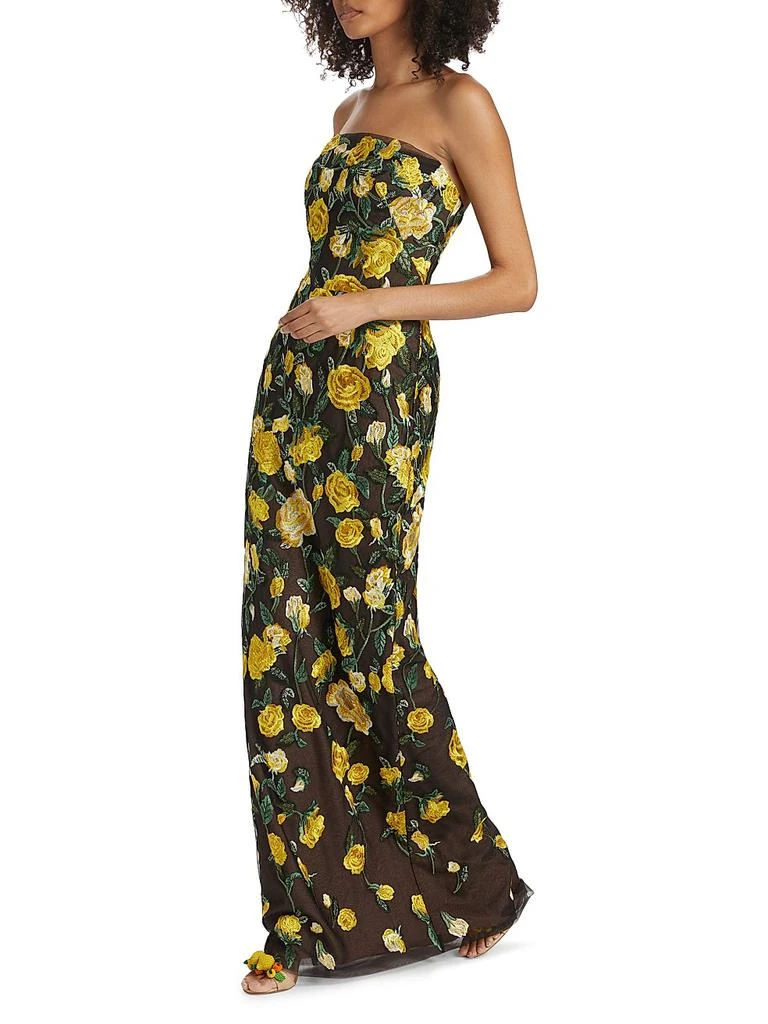 MARCHESA Floral Embroidered Strapless Gown 2