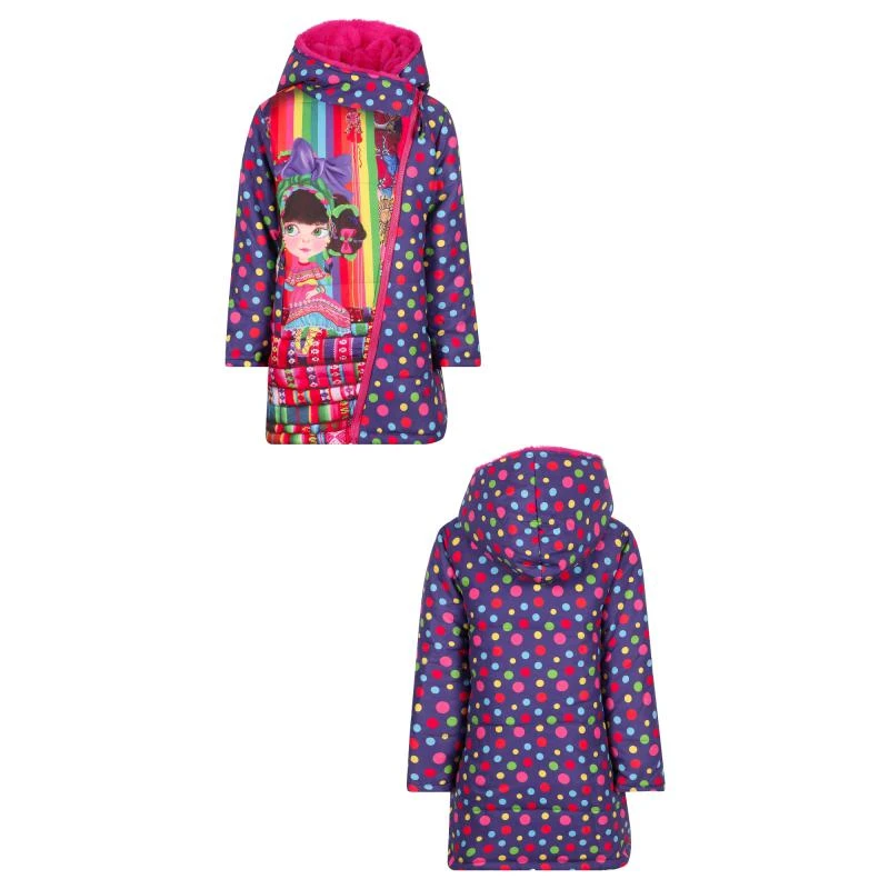 Rosalita Señoritas Dixie girl print anorak with polka dot pattern in purple 1