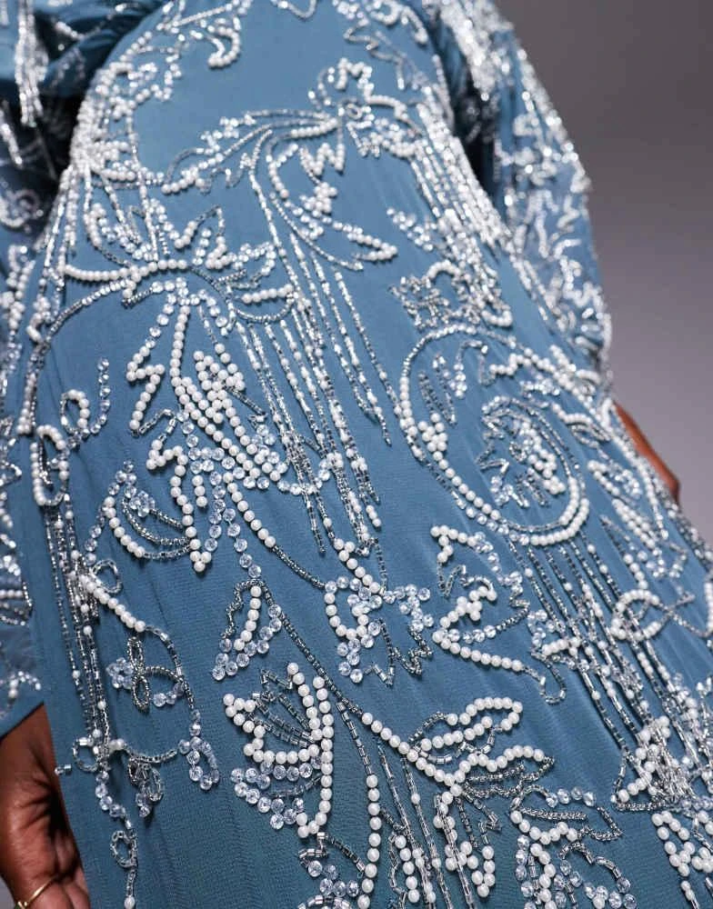 ASOS ASOS DESIGN long sleeve all over fringe embellished maxi dress in blue - Dresses & Skirts - Free Shipping - BeyondStyle ASOS ASOS DESIGN long sleeve all over fringe embellished maxi dress in blue - Dresses & Skirts - Free Shipping - BeyondStyle