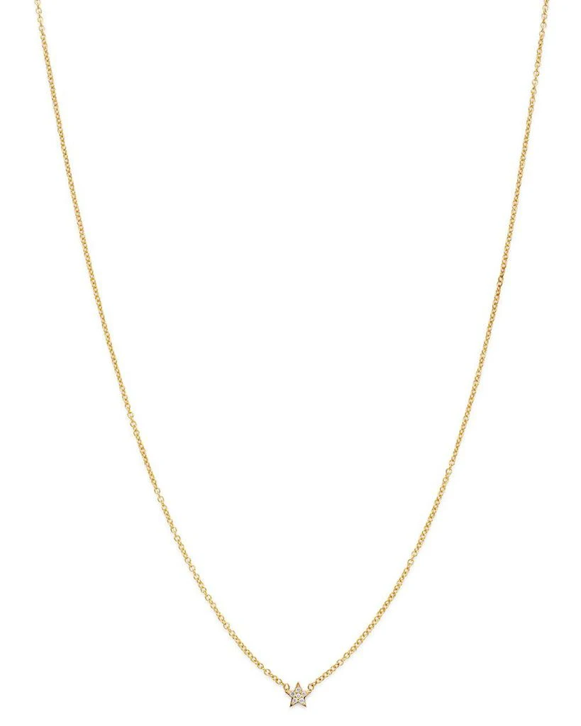 Zoe Chicco 14K Yellow Gold Itty Bitty Diamond Star Pendant Necklace, 16" 1
