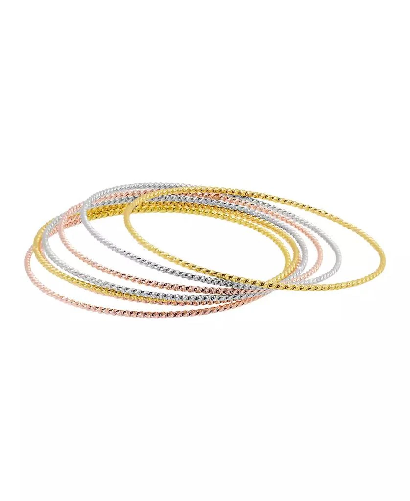 ADORNIA 14K Gold-Plated Tri-Color Skinny 7-Piece Bangle Set 2