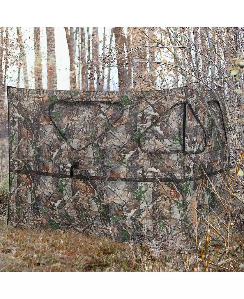 Mecale Pop-Up 2-Panel Ground Blind Fence with 3 Shoot-Through Ports, Hunting Screen 8