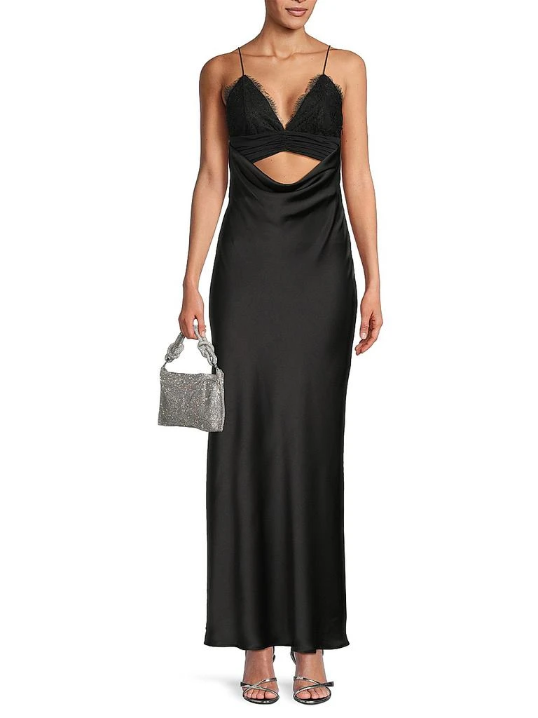 Misha Maxxy Satin Slip Cut-Out Maxi Dress 2