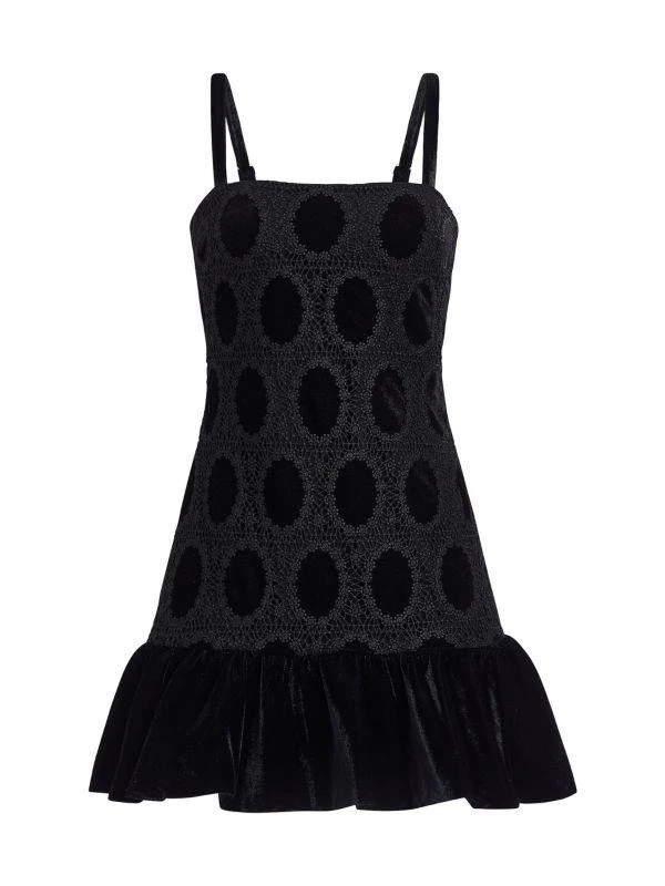 PatBO Velvet & Lace Flounce-Hem Minidress 7