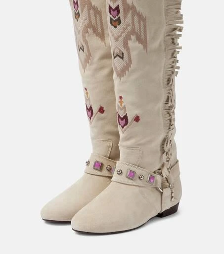 Isabel Marant Soksa embroidered suede knee-high boots 4
