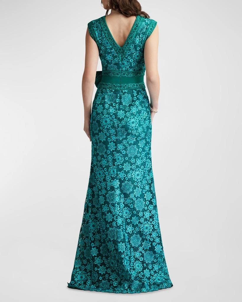 Tadashi Shoji Sleeveless Bow-Front Floral Lace Gown 4