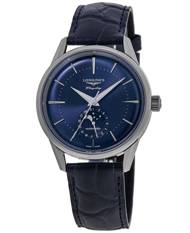 Longines Longines Flagship Heritage Moonphase Automatic Blue Dial Leather Strap Men's Watch L4.815.4.92.2 1