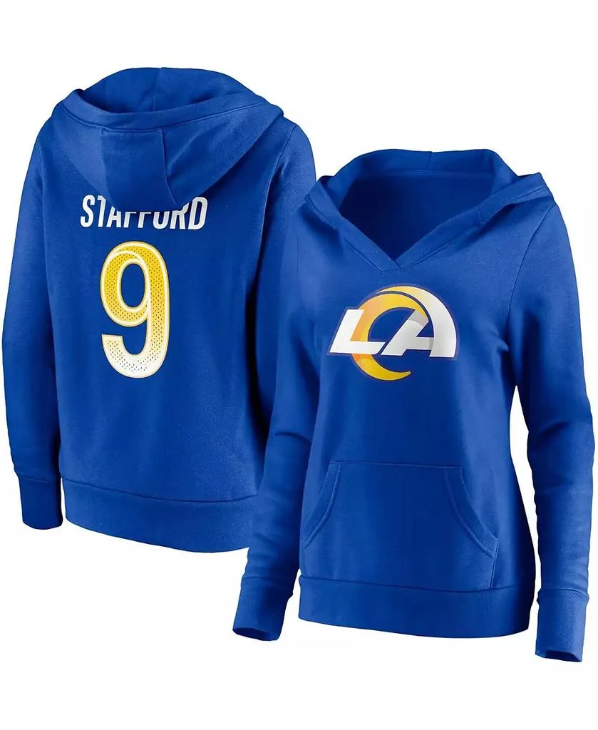Fanatics Women's Matthew Stafford Royal Los Angeles Rams Player Icon Name and Number V-Neck Pullover Hoodie 1