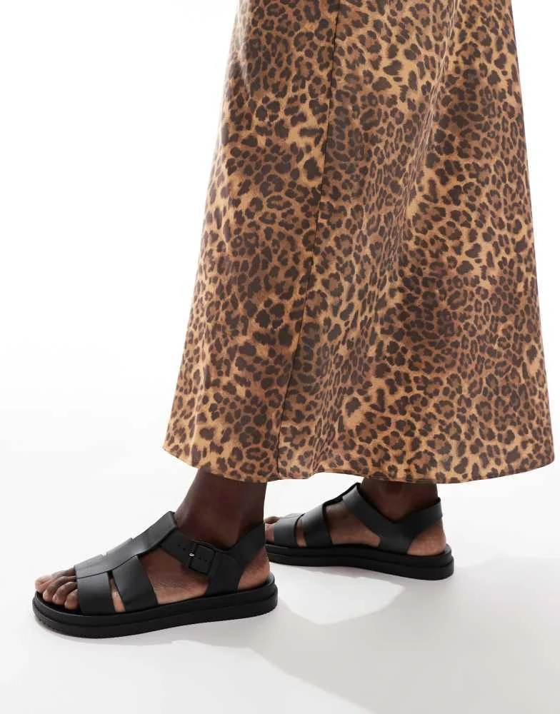 London Rebel Wide Fit London Rebel Hattie Wide Fit strappy sandals in black 1