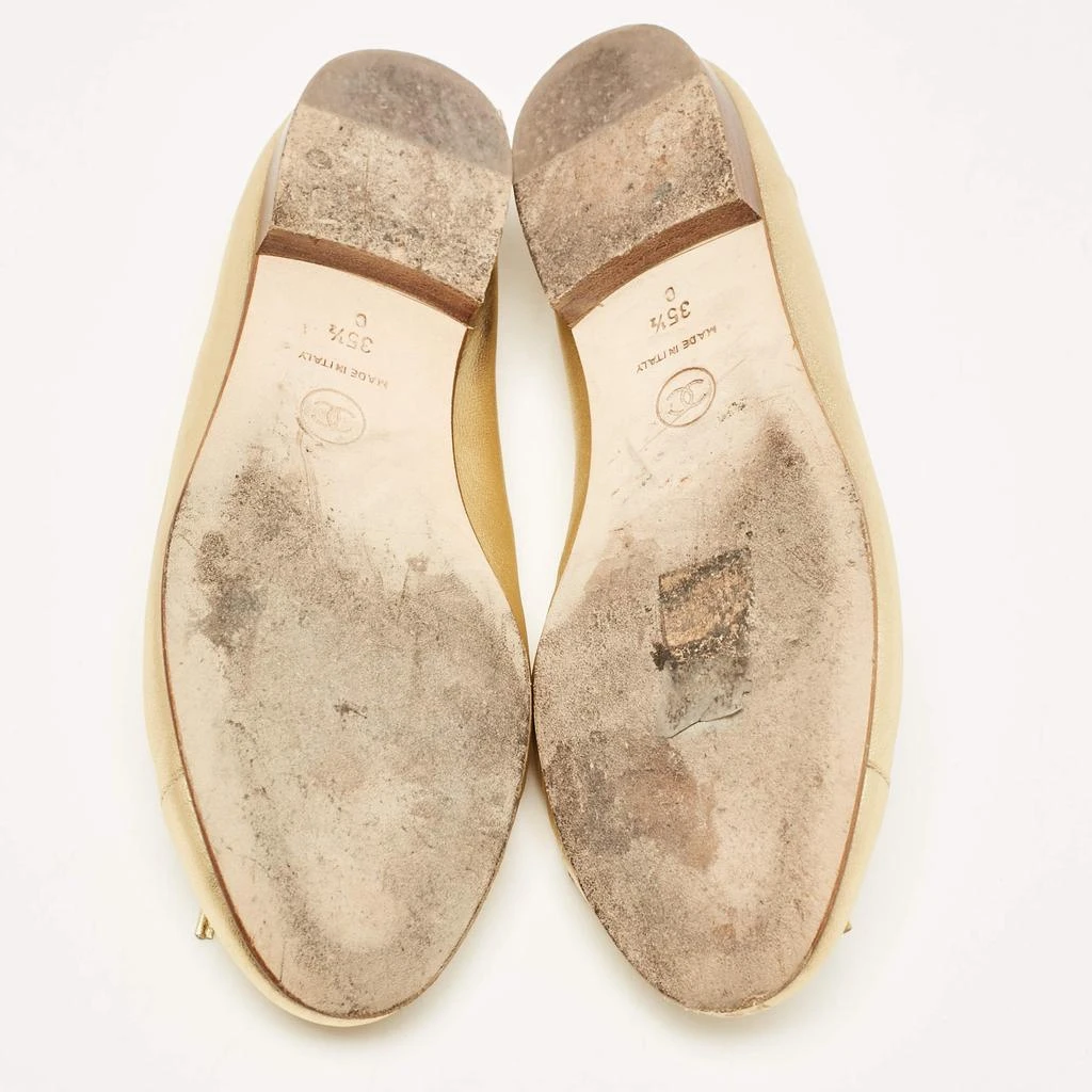 Chanel Chanel Gold Leather Cap Toe CC Bow Ballet Flats Size 35.5 7