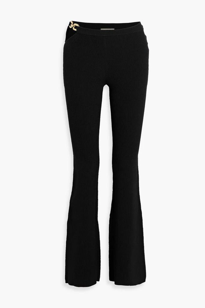 NICHOLAS Chain-trimmed ribbed-knit flared pants 1