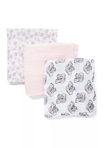 Precious Moments Baby Girls 3 Coordinating Muslin Swaddling Blankets