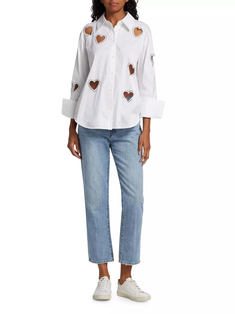 Alice + Olivia Finley Crystal-Embellished Heart Cut Out Shirt 2