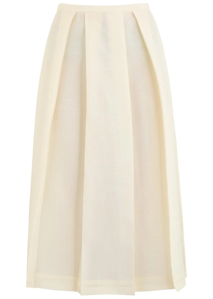 Totême Pleated wool and silk-blend midi skirt 1