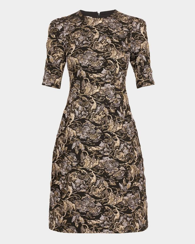 Shop A-Line Textured Metallic Jacquard Dress on Sale at