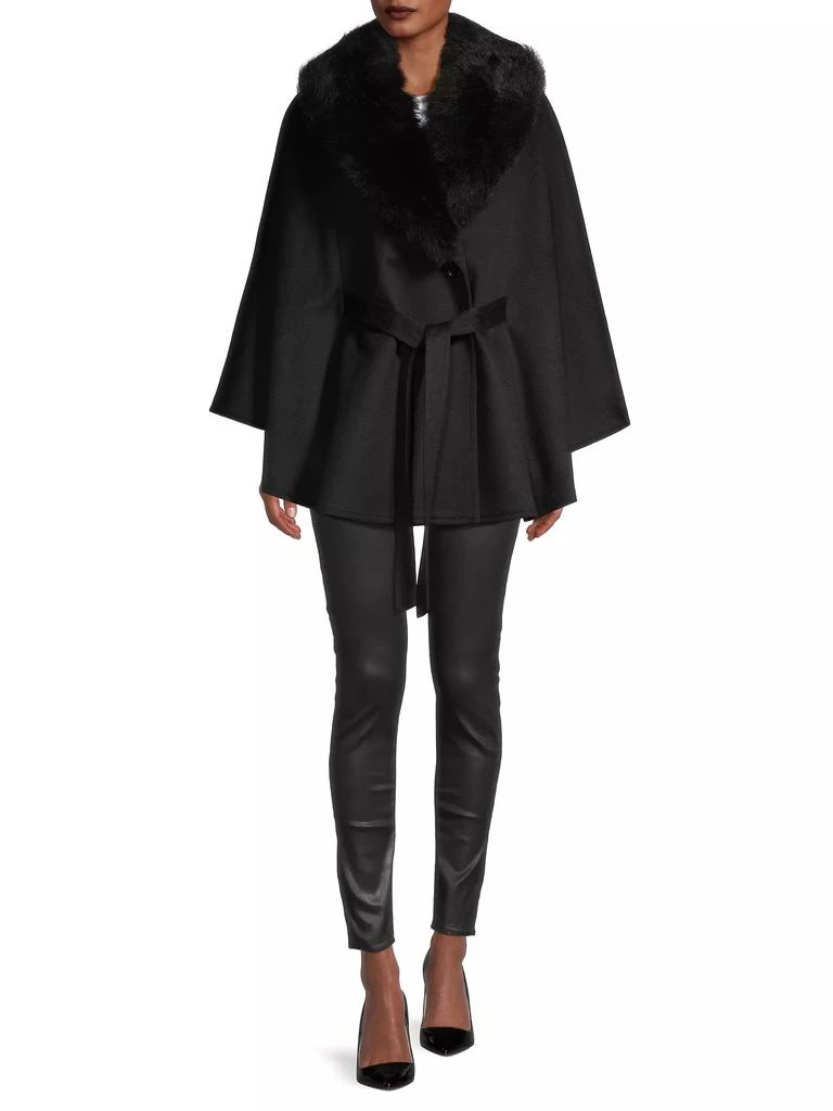 Sofia Cashmere Shearling Collar Wrap Belted Coat 2