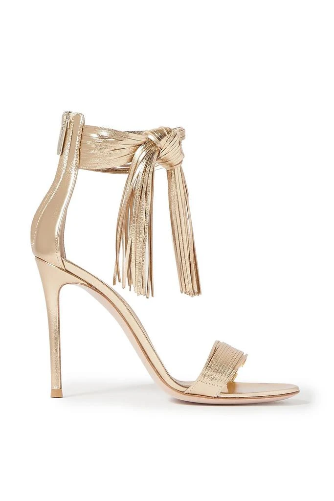 Gianvito Rossi 105 fringed metallic leather sandals 1