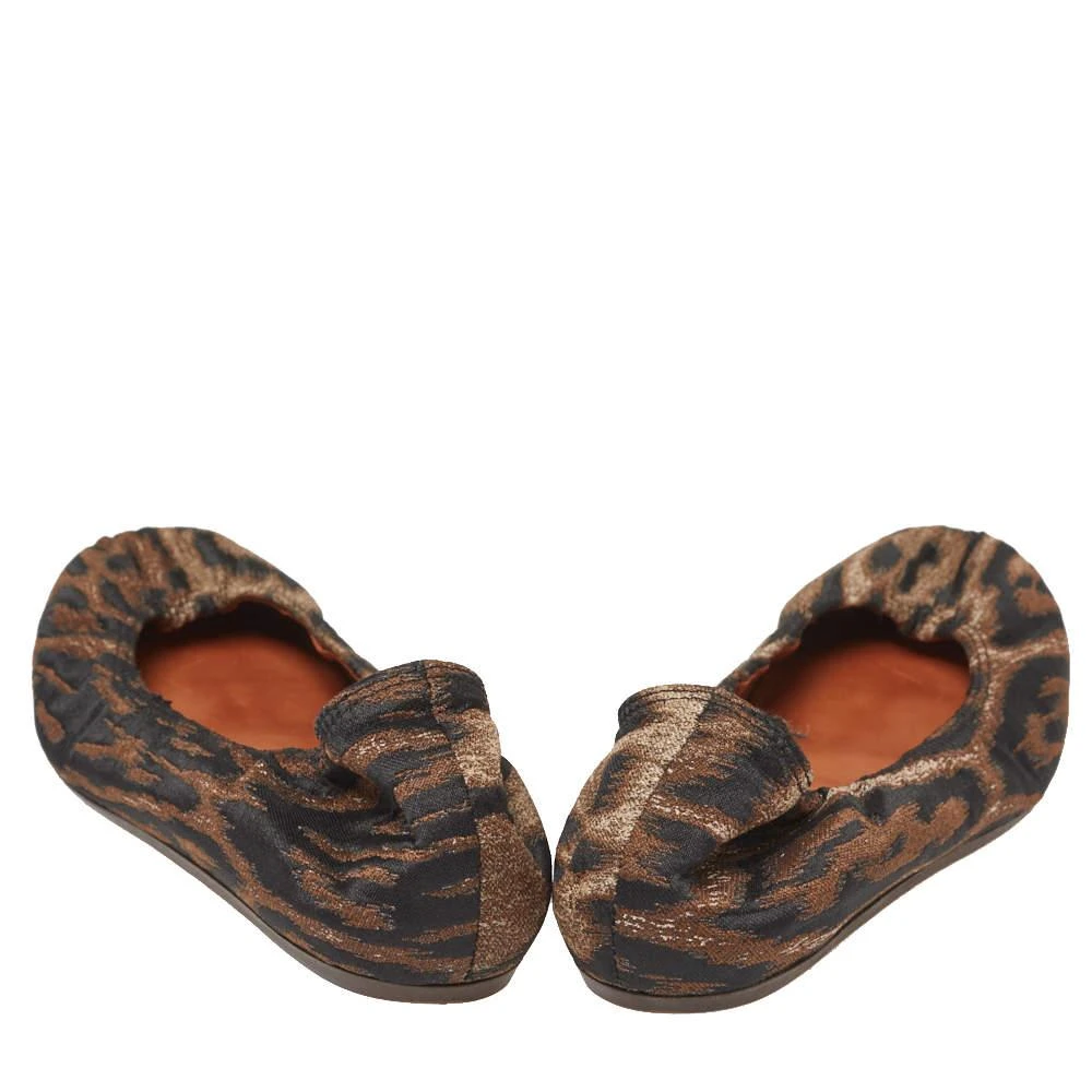 Lanvin Lanvin Black/Brown Brocade Fabric Leopard Print Ballet Flats Size 39 5
