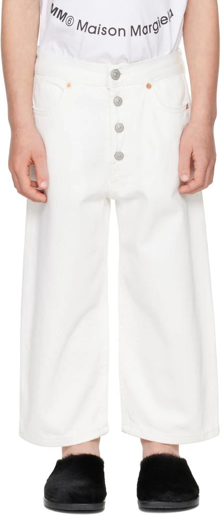 MM6 Kids White Faded Jeans