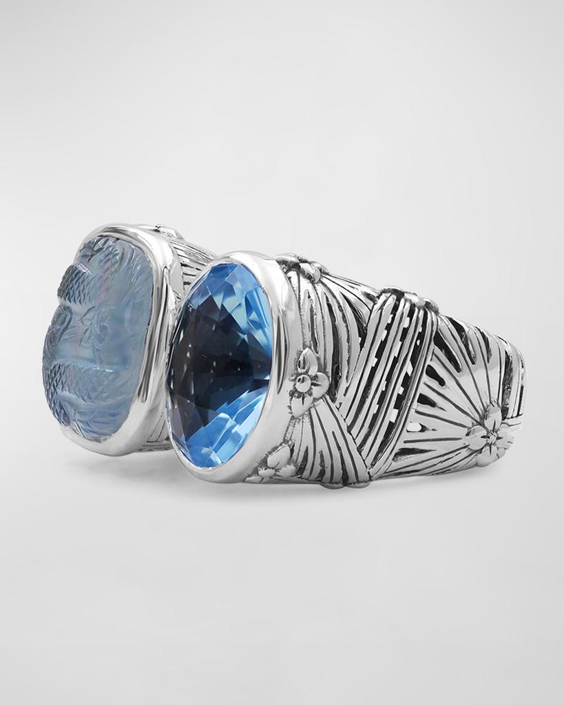 Stephen Dweck Blue Topaz and Mother-of-Pearl Open and Close Ring