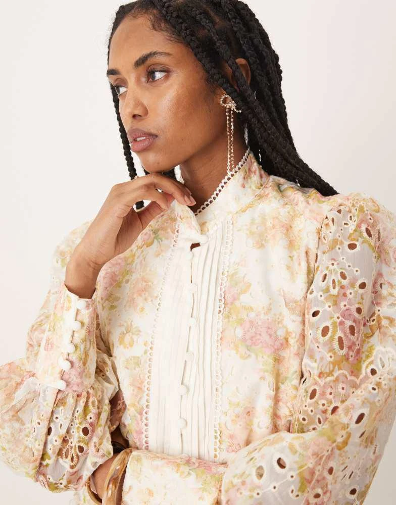 Bardot Bardot Remy mini broderie dress in apricot floral 3