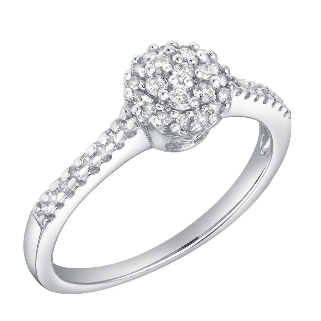 LuvMyJewelry Nuvienne 0.30 Cts Natural Diamond Halo Cluster 14K Gold Ring 2