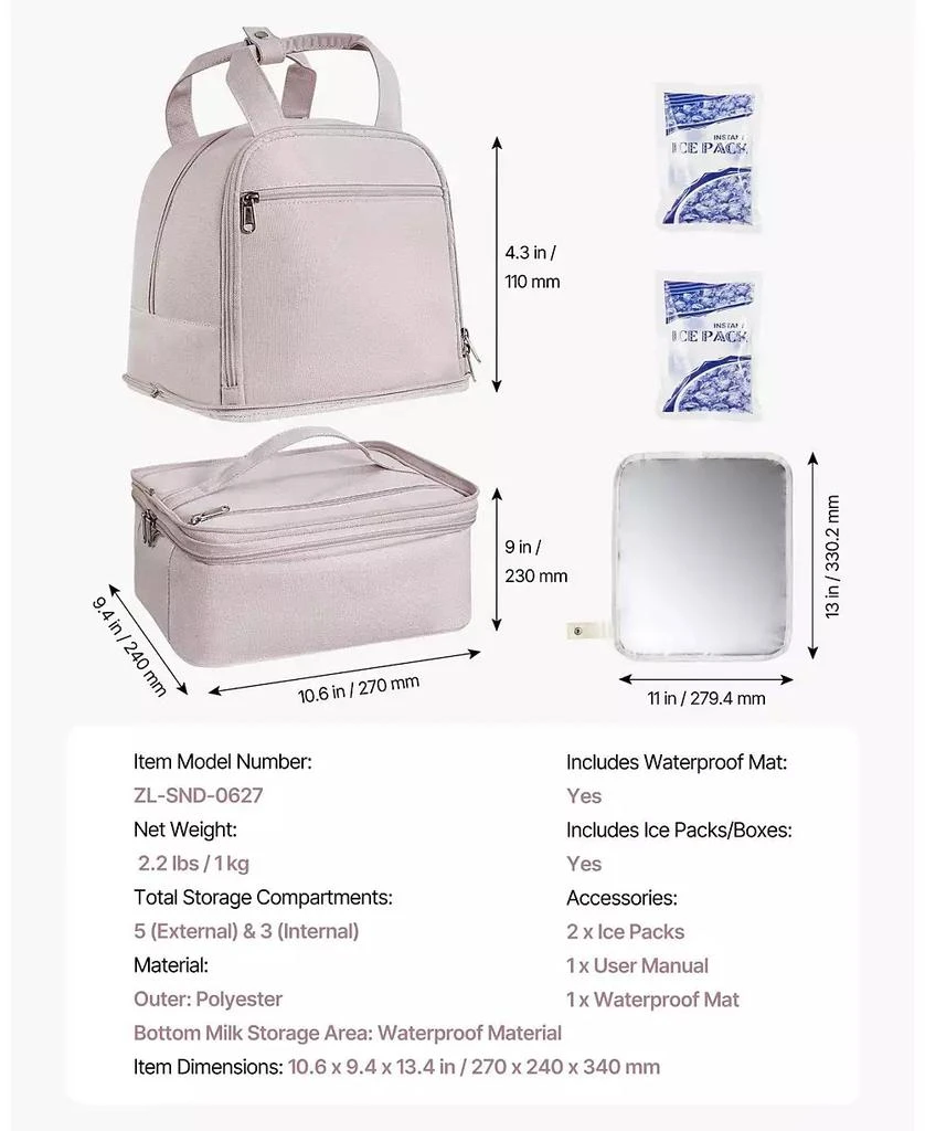 Mecale Breast Pump Backpack with Ice Pack, Fits S1/S2, Storage for Pump Accessories 
Breastmilk, Portable Carrying Bag, Light Pink 9