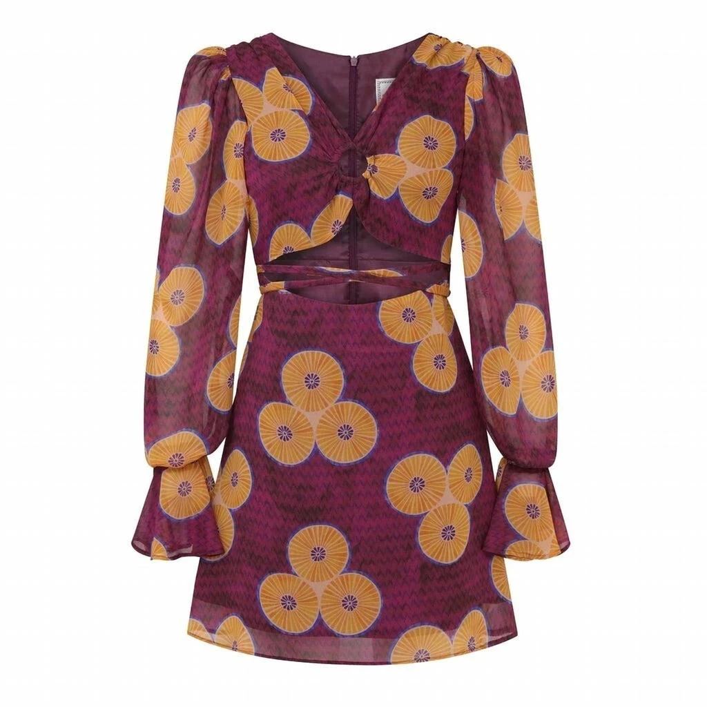 Autumn Adeigbo Amelie Printed Cut-Out Mini A-Line Dress In Purple 5