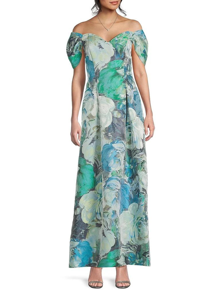Aidan Mattox Floral Jacquard Gown 2