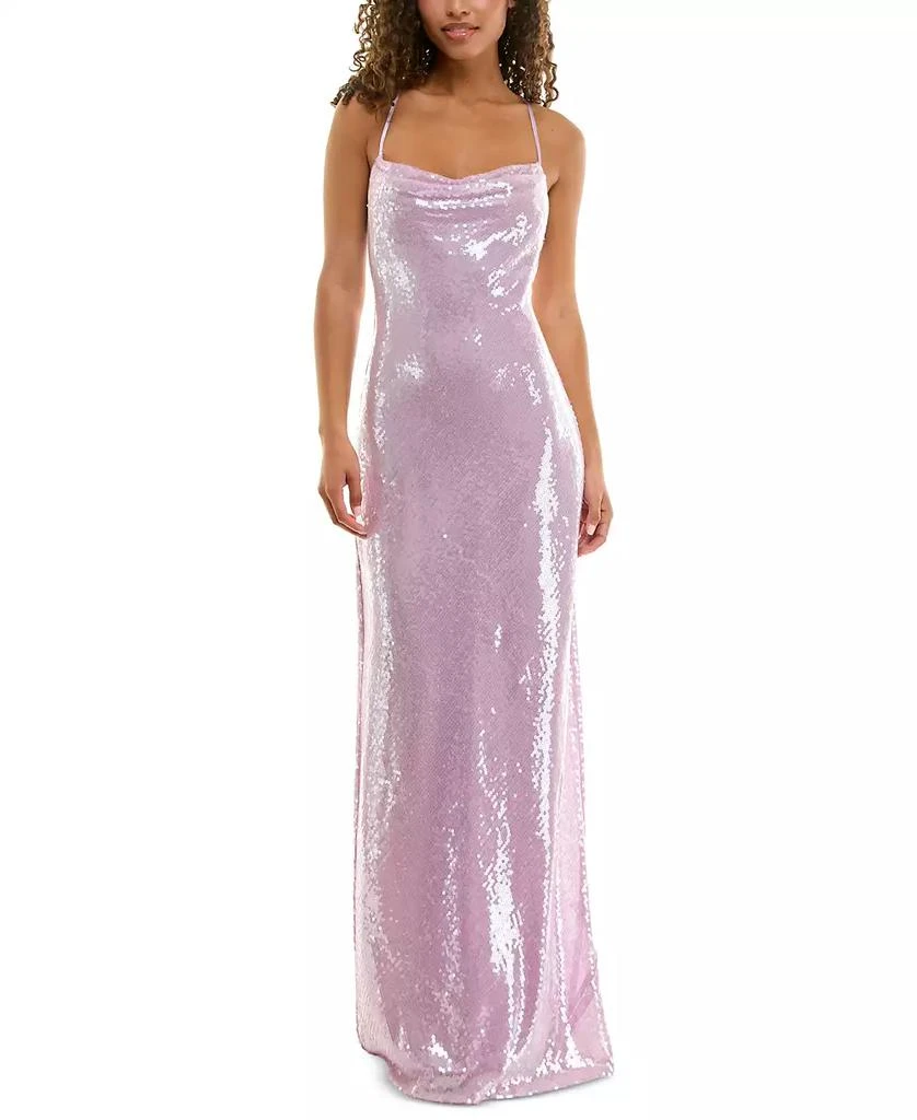 Alex & Sophia Juniors' Cross-Back Sequin Gown 1