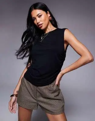 ASOS ASOS DESIGN short sleeve twist detail asymmetric top in black
