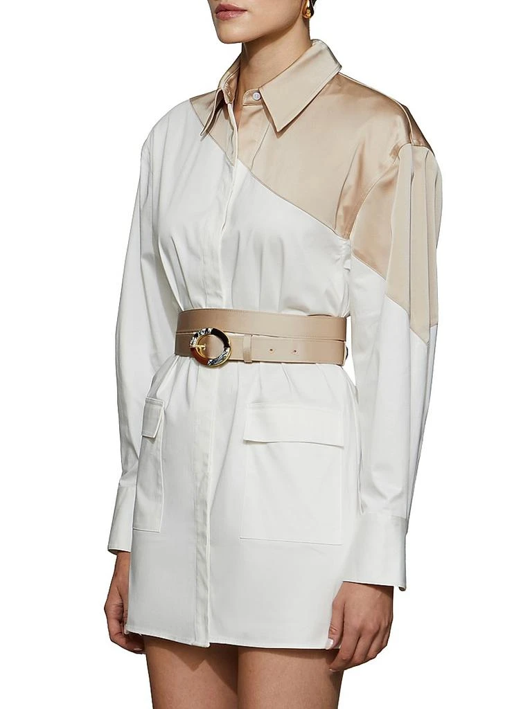ET OCHS Halle Poplin & Satin Belted Shirt Dress 4