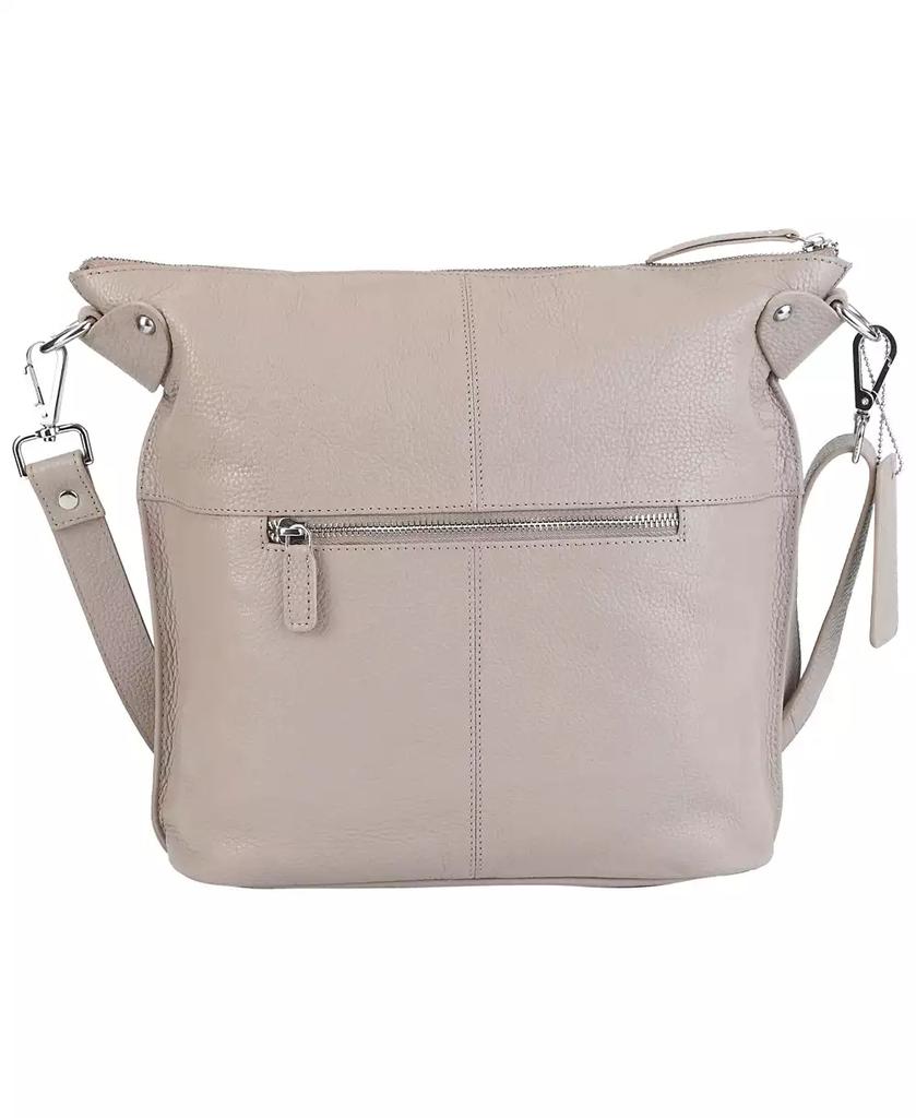 Mancini Leather Goods Pebbled Collection Susan Leather Crossbody Hobo Bag