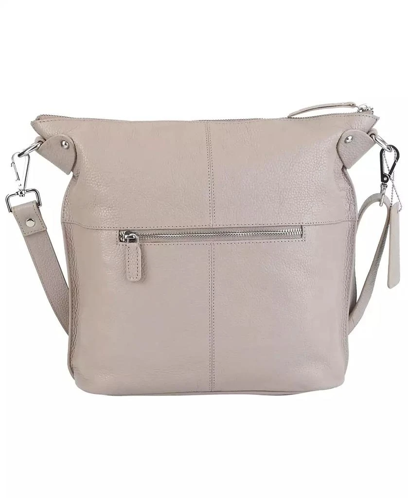 Mancini Leather Goods Pebbled Collection Susan Leather Crossbody Hobo Bag 2