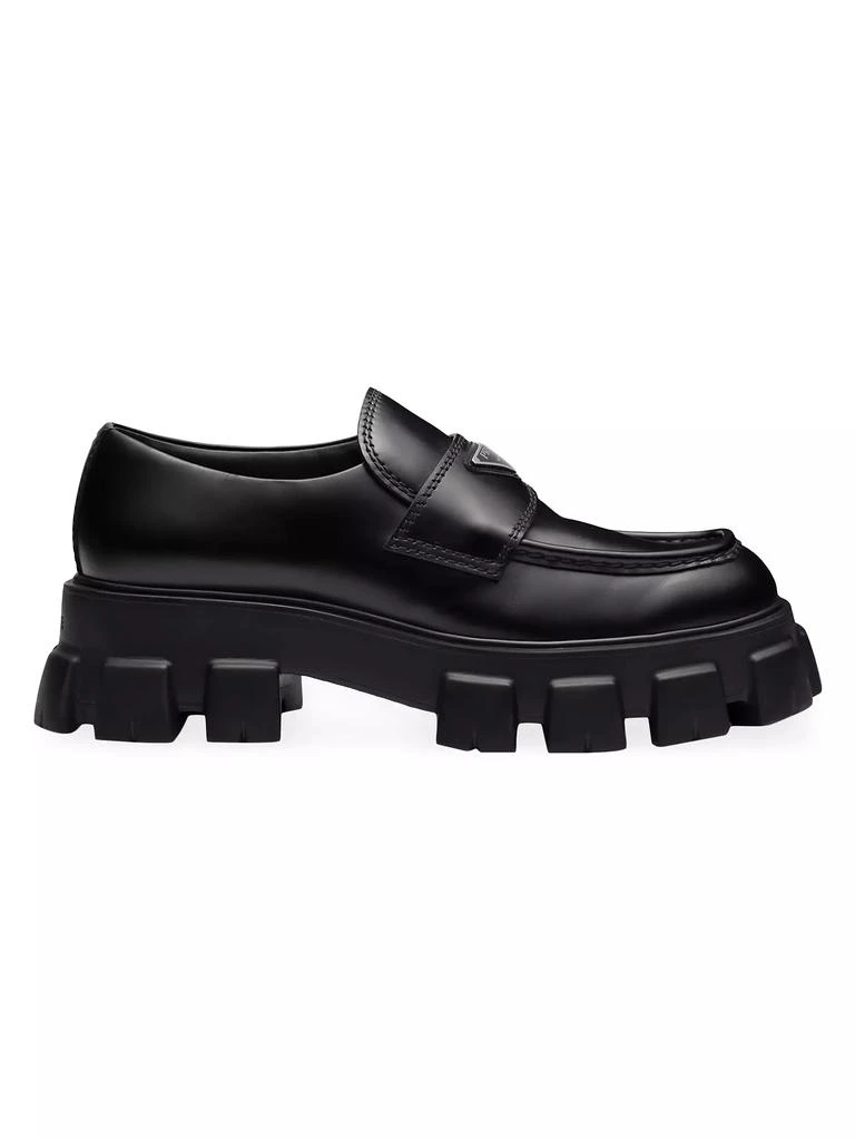 Prada Monolith Brushed Leather Loafers 1