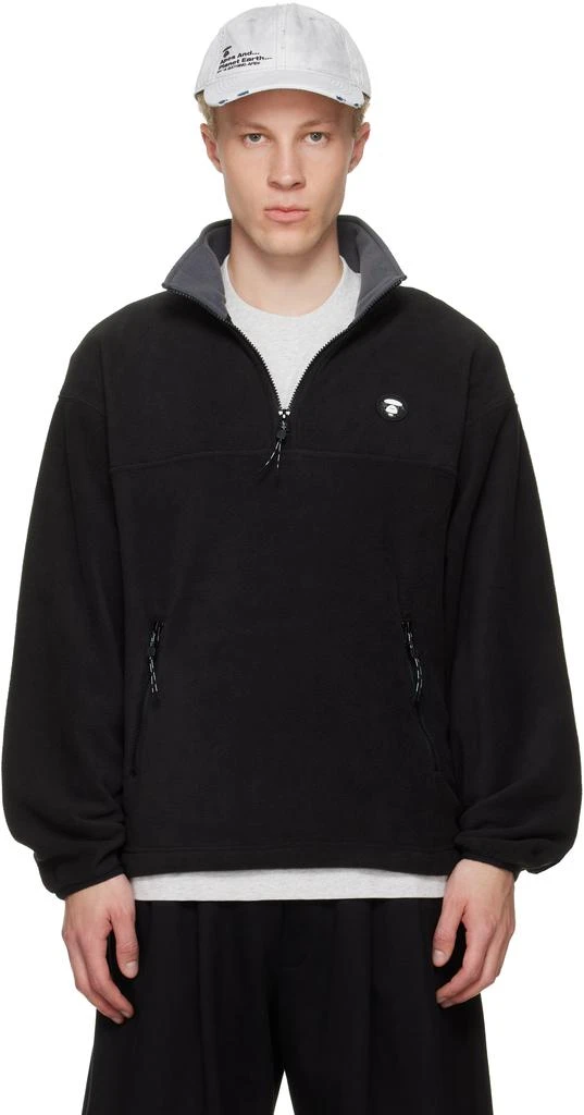AAPE Black AAPENOW Moonface Half-Zip Sweater