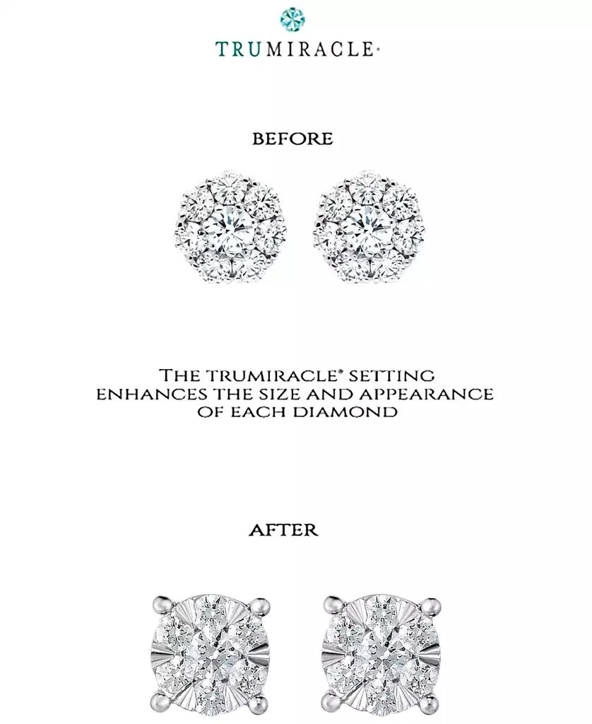 TruMiracle Diamond Cluster Stud Earrings (1/2 ct. t.w.) in 14k White Gold 4