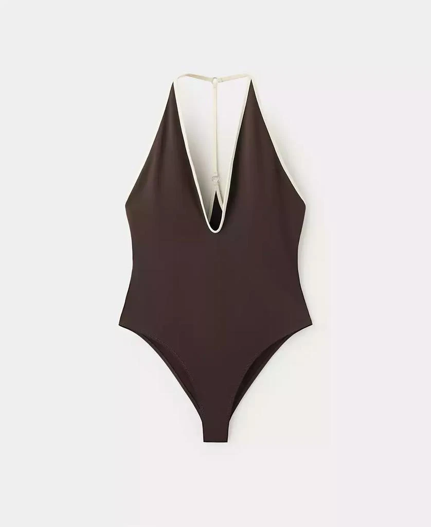Mango Women's Contrasting Trim V-Neck Swimsuit